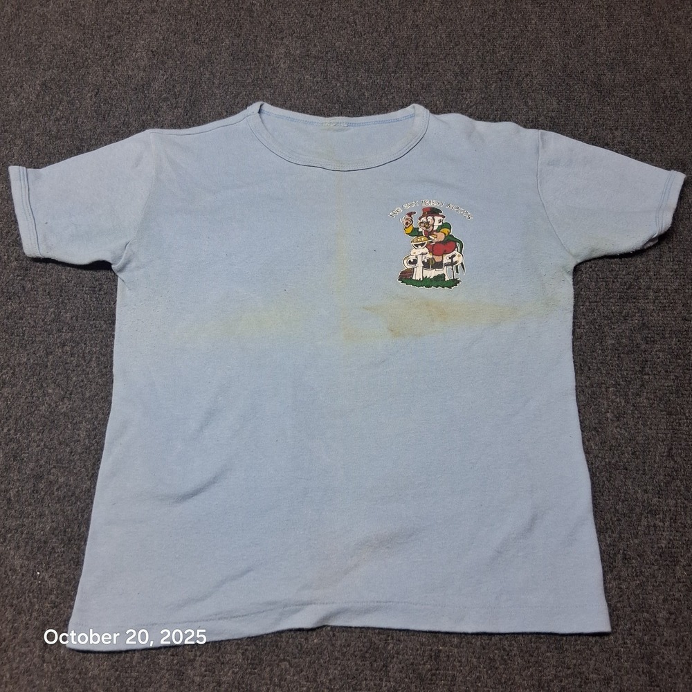 * Vintage We Got Irish Roots Blue T Shirt Size Small Stained Graphic T